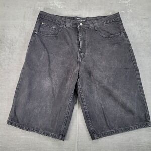 QRUEL Jeans Y2K Mens Black Denim Shorts Size 40‎ Skater Hip Hop Baggy Loose